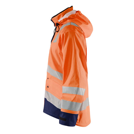 Blaklader 4327 Rain Jacket Hi Vis Hi Vis Orange Navy Blue Left