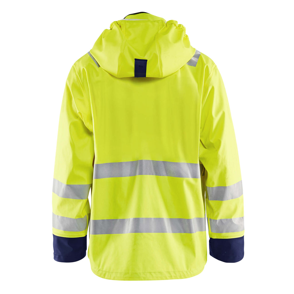 Blaklader 4327 Rain Jacket Hi Vis Hi Vis Yellow Navy Blue Back