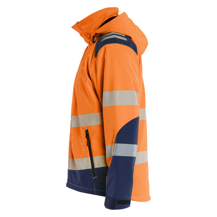 Blaklader 4400 Hi Vis Lightweight Lined Winter Softshell Jacket Hi Vis Orange Navy Blue Left