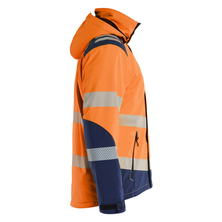 Blaklader 4400 Hi Vis Lightweight Lined Winter Softshell Jacket Hi Vis Orange Navy Blue Right