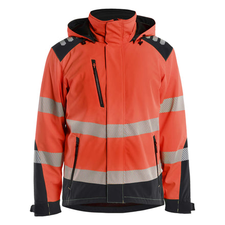 Blaklader 4400 Hi Vis Lightweight Lined Winter Softshell Jacket Hi Vis Red Black Main