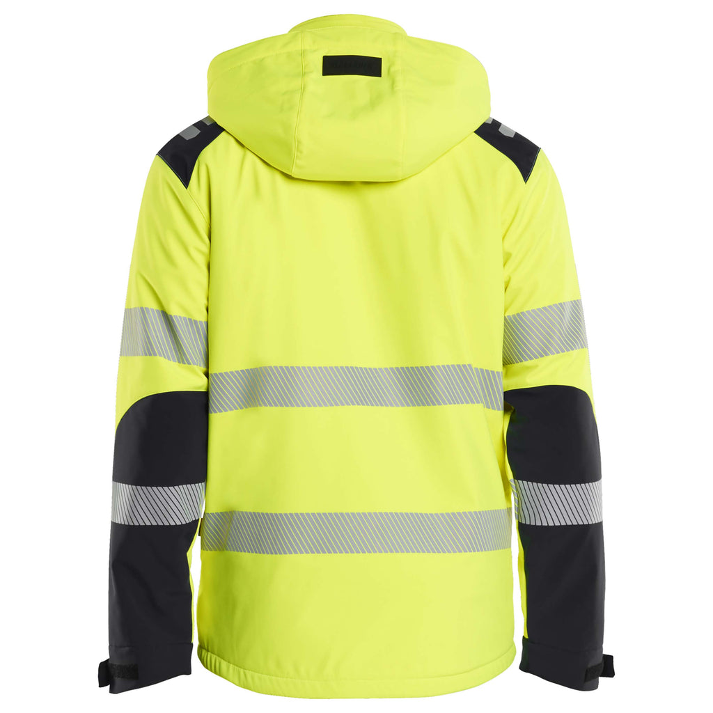 Blaklader 4400 Hi Vis Lightweight Lined Winter Softshell Jacket Hi Vis Yellow Black Back