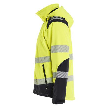 Blaklader 4400 Hi Vis Lightweight Lined Winter Softshell Jacket Hi Vis Yellow Black Left