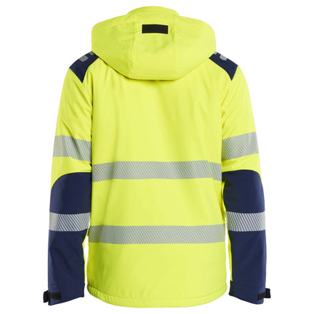 Blaklader 4400 Hi Vis Lightweight Lined Winter Softshell Jacket Hi Vis Yellow Navy Blue Back