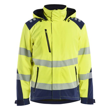 Blaklader 4400 Hi Vis Lightweight Lined Winter Softshell Jacket Hi Vis Yellow Navy Blue Main