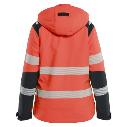 Blaklader 4401 Womens Hi Vis Lightweight Lined Winter Softshell Jacket Hi Vis Red Black Back