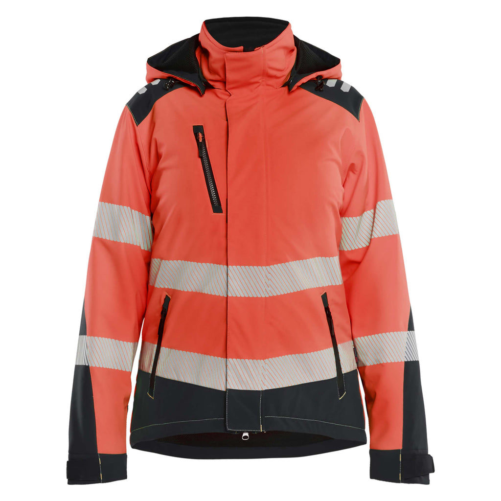 Blaklader 4401 Womens Hi Vis Lightweight Lined Winter Softshell Jacket Hi Vis Red Black Main