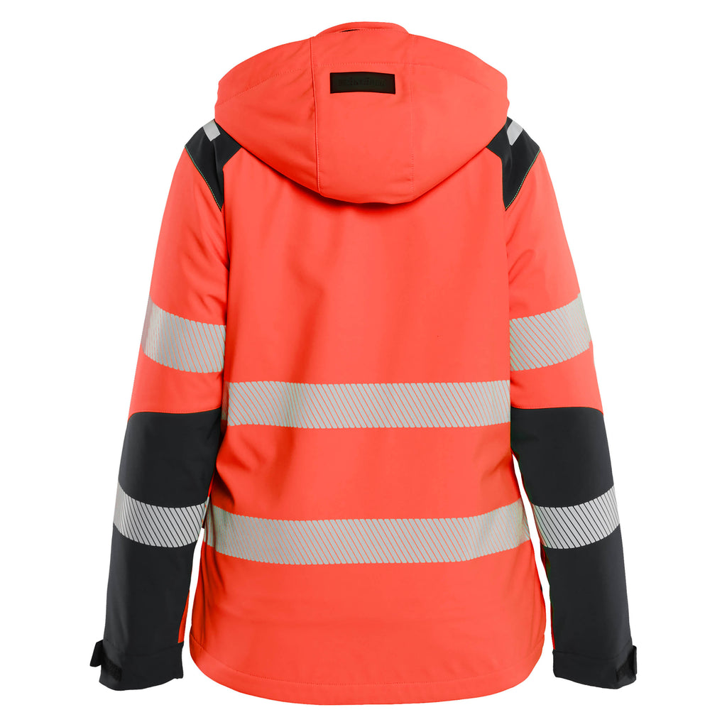 Blaklader 4401 Womens Hi Vis Lightweight Lined Winter Softshell Jacket Hi Vis Red Black Back
