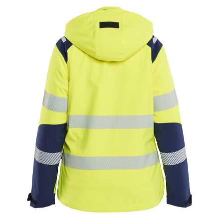 Blaklader 4401 Womens Hi Vis Lightweight Lined Winter Softshell Jacket Hi Vis Yellow Navy Blue Back