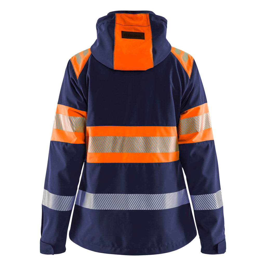 Blaklader 4404 Women’S Hi Vis Softshell Jacket Navy Blue Hi Vis Orange Back