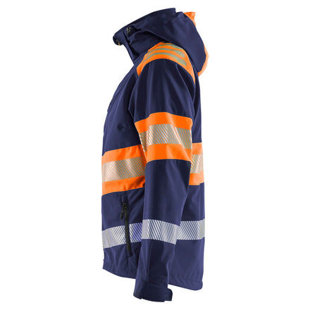 Blaklader 4404 Women’S Hi Vis Softshell Jacket Navy Blue Hi Vis Orange Left