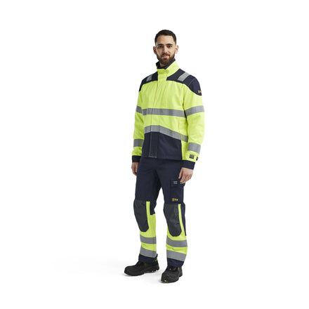 Blaklader 4418 Apc 2 Multinorm Inherent Jacket Hi Vis Yellow Navy Blue Model