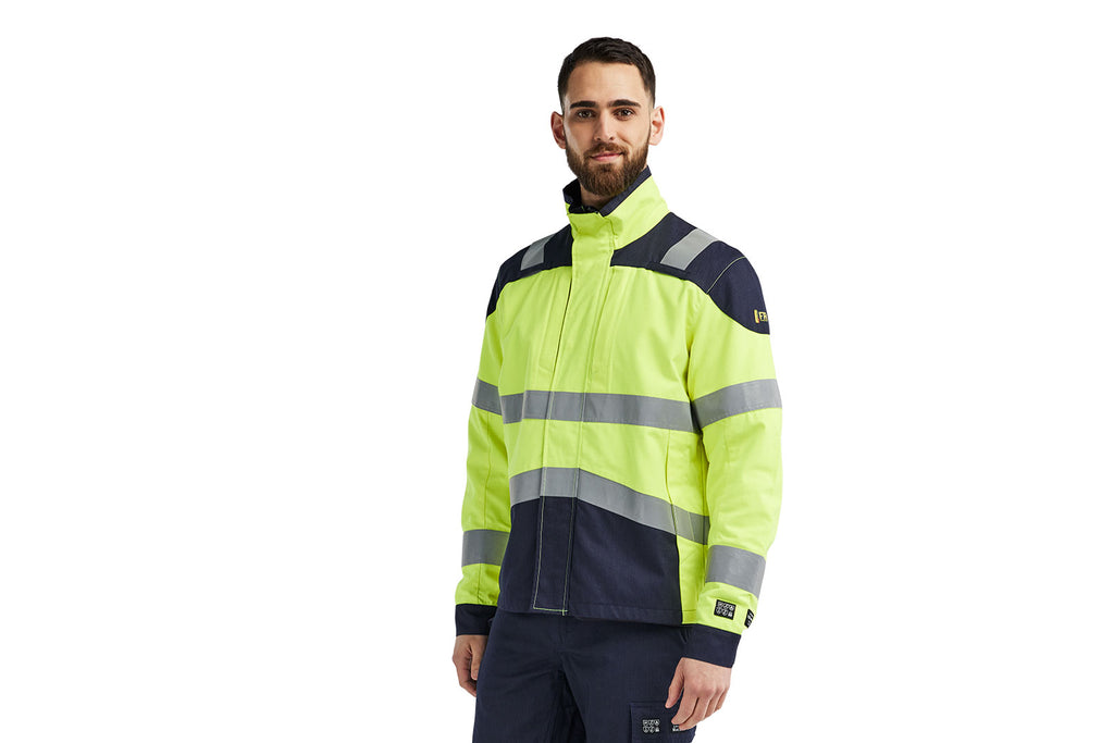 Blaklader 4418 Hi-Vis Yellow/Navy Blue Arc Flash & Fire Retardant Apc 2 Multinorm Inherent Jacket