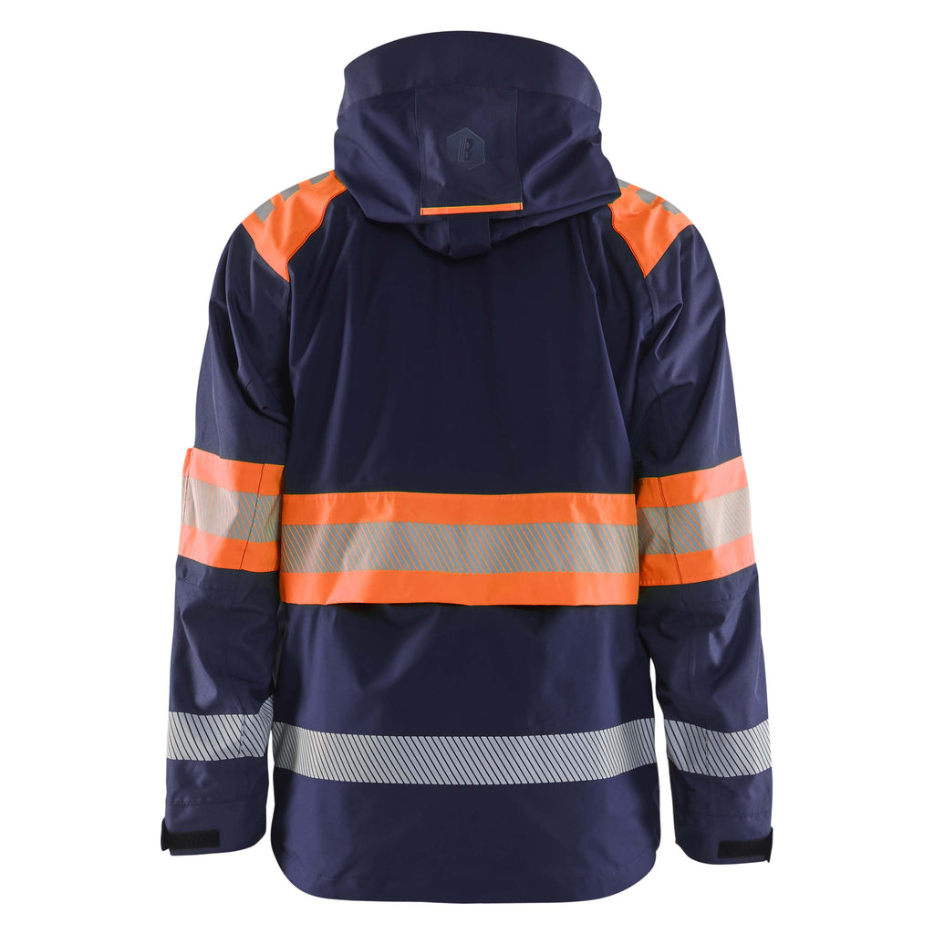 Blaklader 4420 Hi Vis Shell Jacket Navy Blue Hi Vis Orange Back