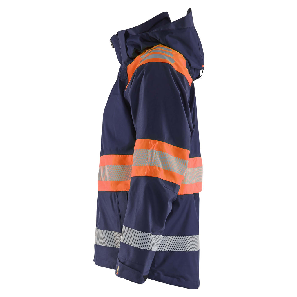 Blaklader 4420 Hi Vis Shell Jacket Navy Blue Hi Vis Orange Left