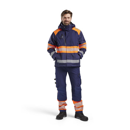 Blaklader 4420 Hi Vis Shell Jacket Navy Blue Hi Vis Orange Model