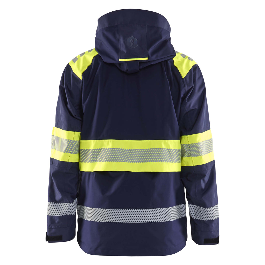 Blaklader 4420 Hi Vis Shell Jacket Navy Blue Hi Vis Yellow Back