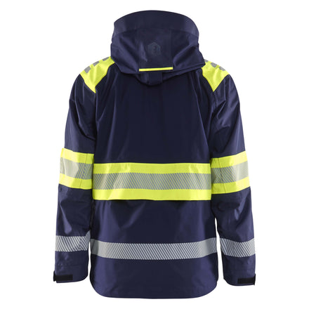 Blaklader 4420 Hi Vis Shell Jacket Navy Blue Hi Vis Yellow Back