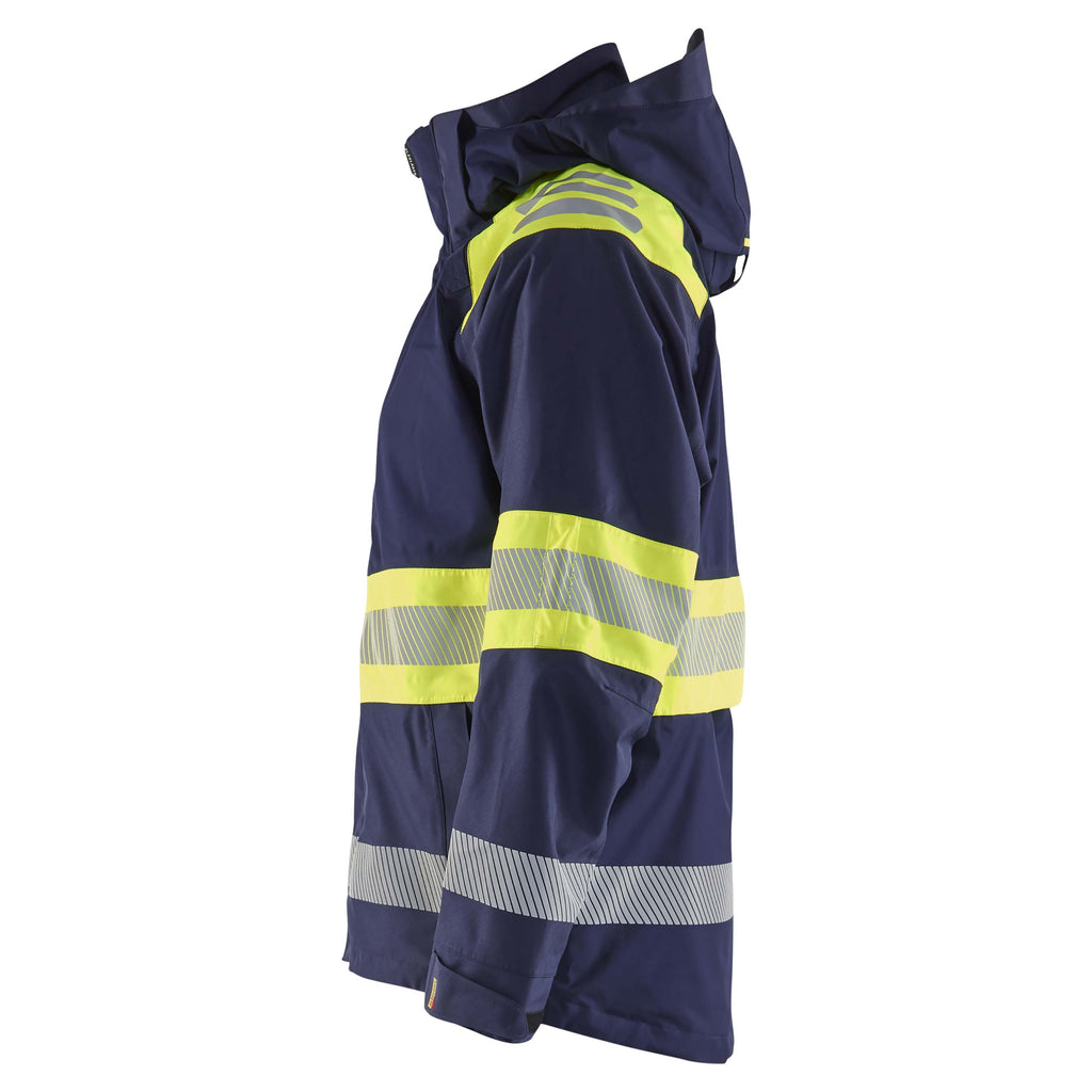 Blaklader 4420 Hi Vis Shell Jacket Navy Blue Hi Vis Yellow Left