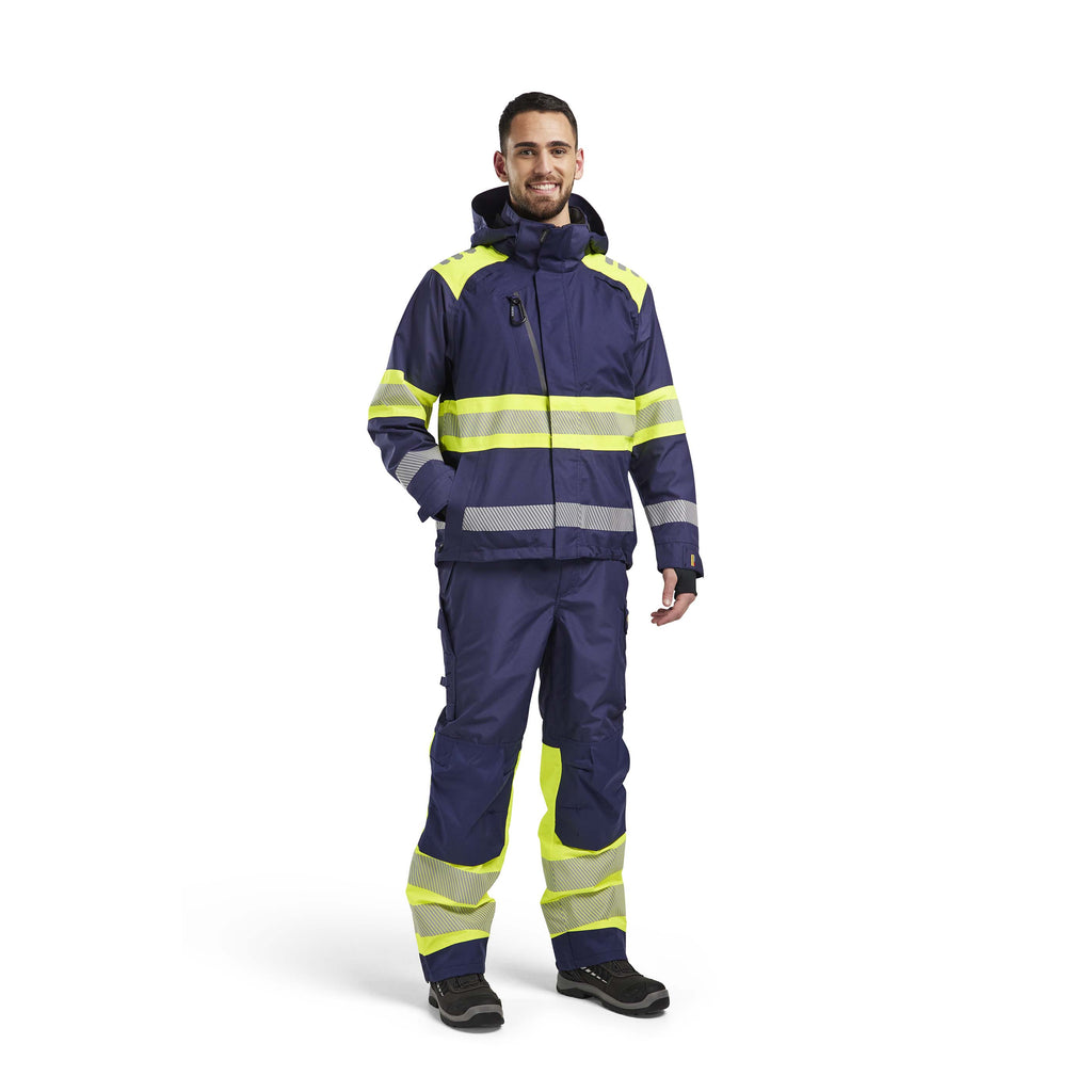 Blaklader 4420 Hi Vis Shell Jacket Navy Blue Hi Vis Yellow Model