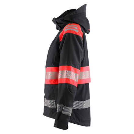 Blaklader 4430 Womens Hi Vis Shell Jacket Black Hi Vis Red Left