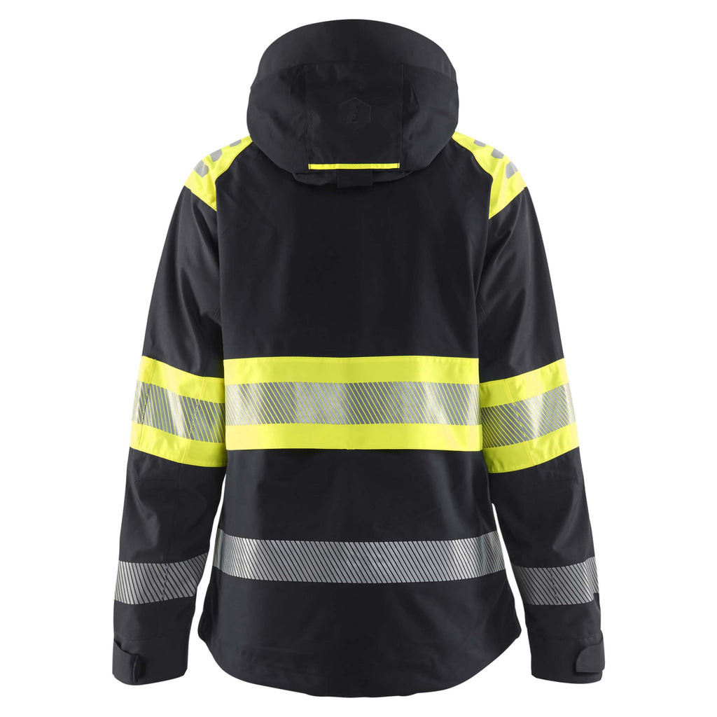 Blaklader 4430 Womens Hi Vis Shell Jacket Black Hi Vis Yellow Back