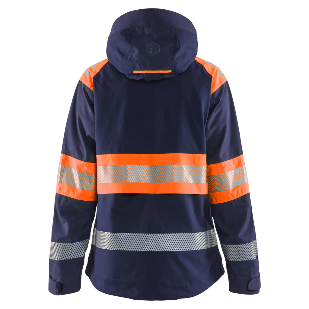 Blaklader 4430 Womens Hi Vis Shell Jacket Navy Blue Hi Vis Orange Back