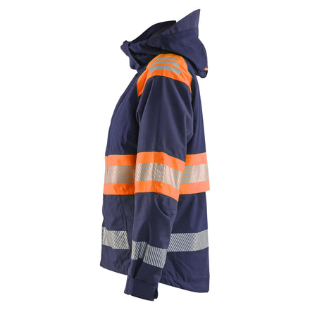 Blaklader 4430 Womens Hi Vis Shell Jacket Navy Blue Hi Vis Orange Left