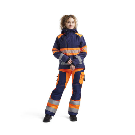 Blaklader 4430 Womens Hi Vis Shell Jacket Navy Blue Hi Vis Orange Model