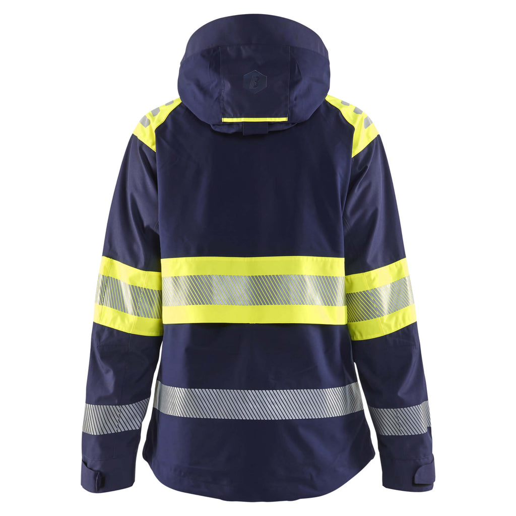 Blaklader 4430 Womens Hi Vis Shell Jacket Navy Blue Hi Vis Yellow Back