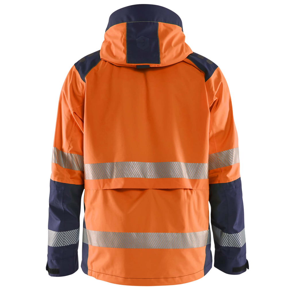 Blaklader 4435 Hi Vis Shell Jacket Hi Vis Orange Navy Blue Back