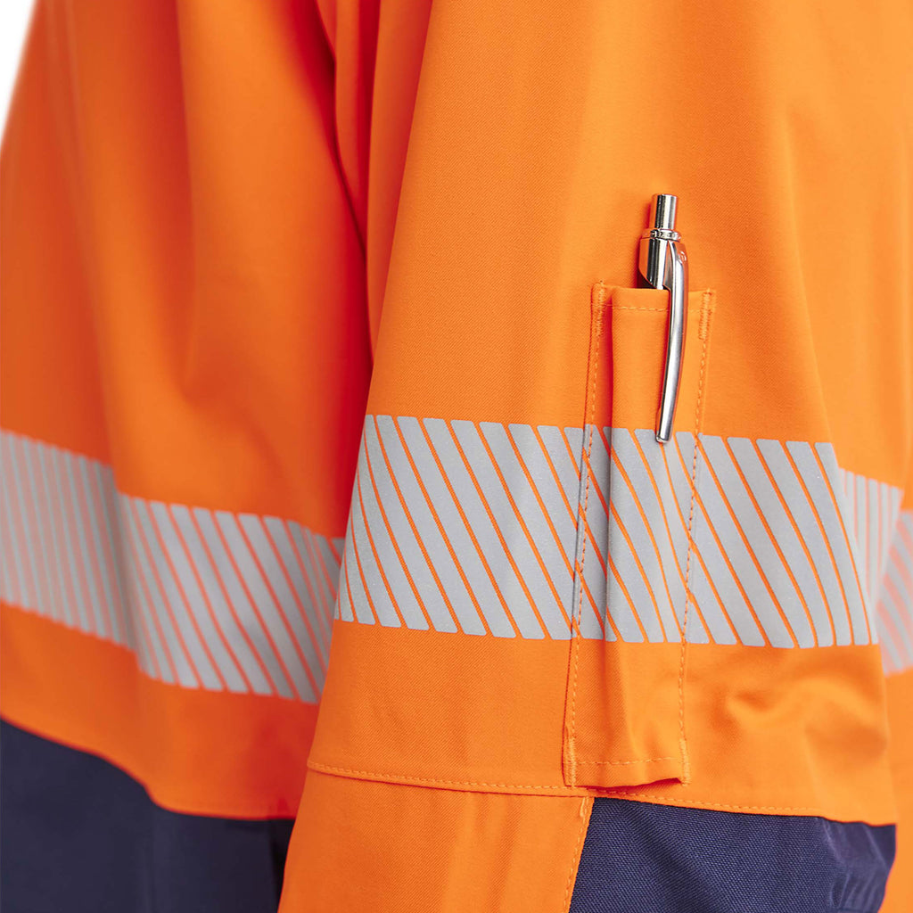 Blaklader 4435 Hi Vis Shell Jacket Hi Vis Orange Navy Blue Feature 3