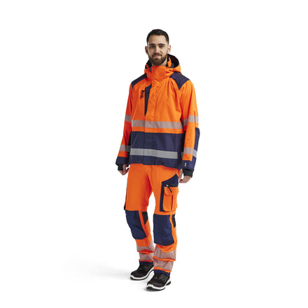 Blaklader 4435 Hi Vis Shell Jacket Hi Vis Orange Navy Blue Model