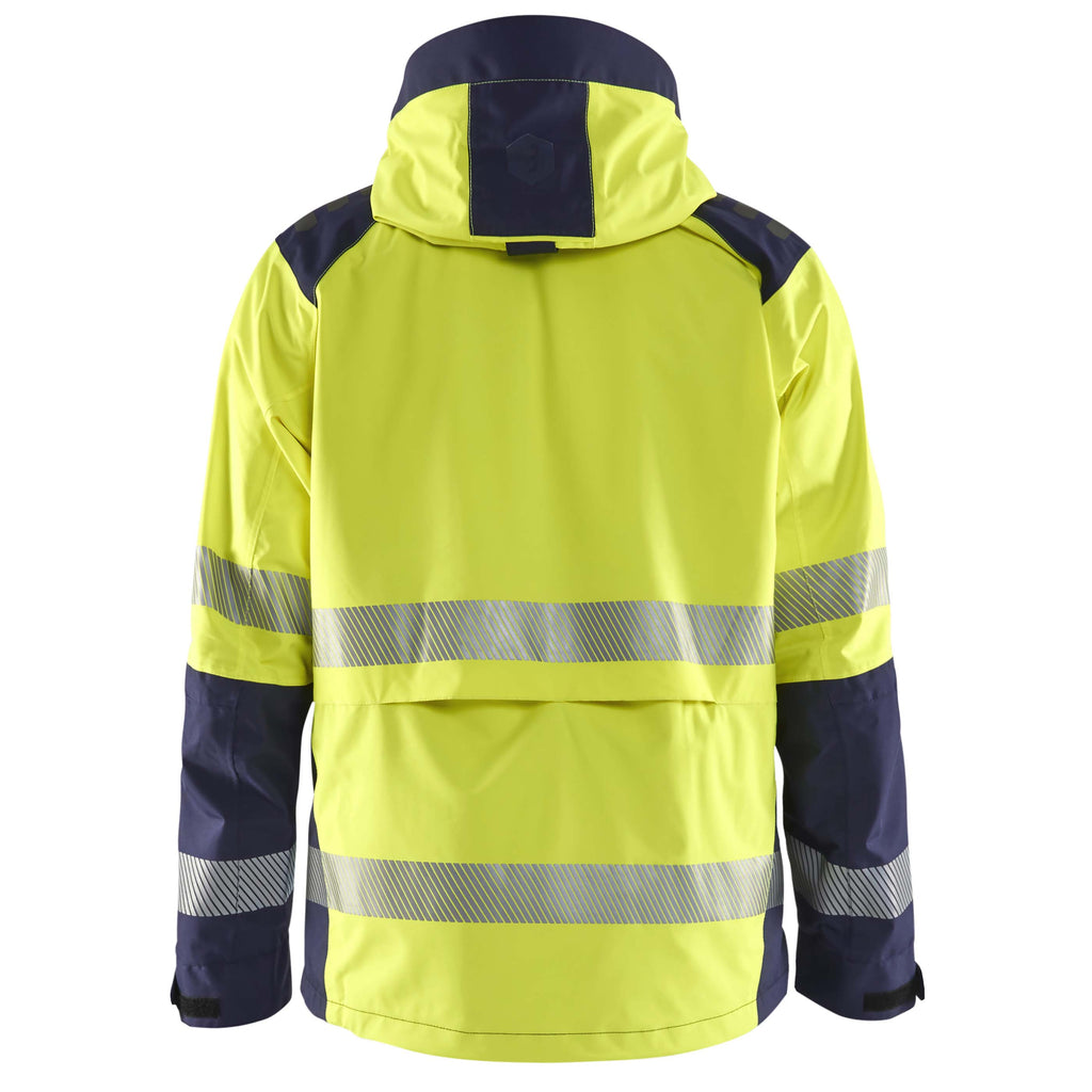 Blaklader 4435 Hi Vis Shell Jacket Hi Vis Yellow Navy Blue Back