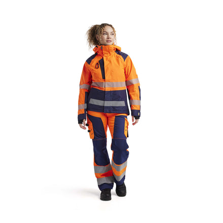 Blaklader 4436 Womens Hi Vis Shell Jacket Hi Vis Orange Navy Blue Model