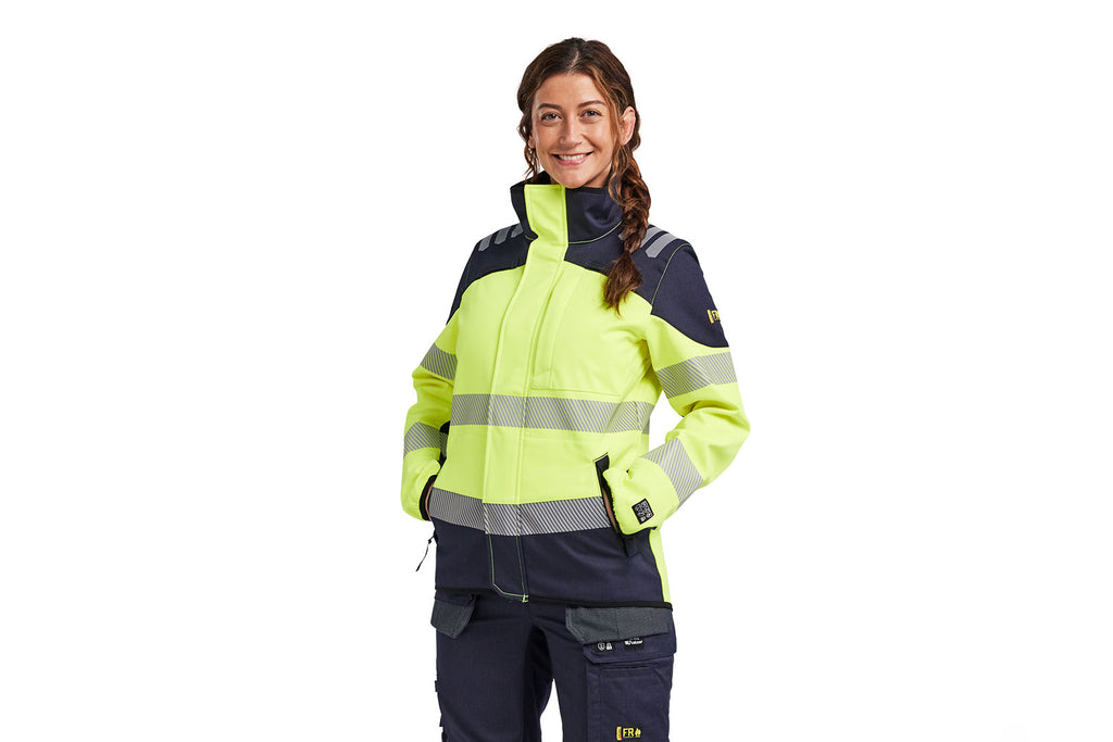 Blaklader 4448 Hi-Vis Yellow/Navy Blue Arc Flash & Fire Retardant Women's Multinorm Softshell Jacket