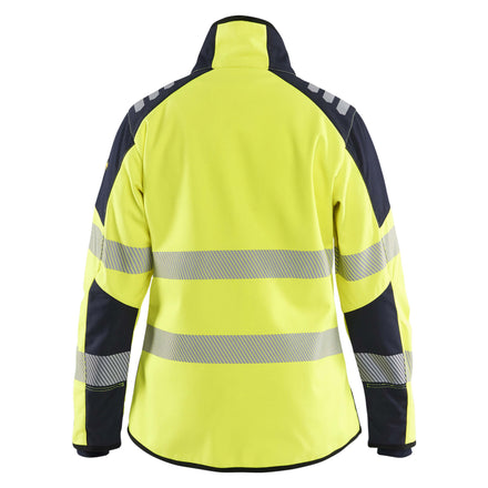 Blaklader 4448 Womens Multinorm Softshell Jacket Hi Vis Yellow Navy Blue Back