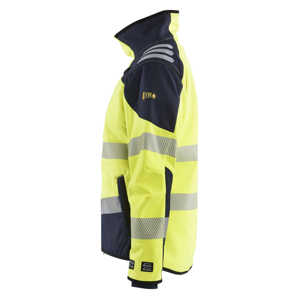 Blaklader 4448 Womens Multinorm Softshell Jacket Hi Vis Yellow Navy Blue Left