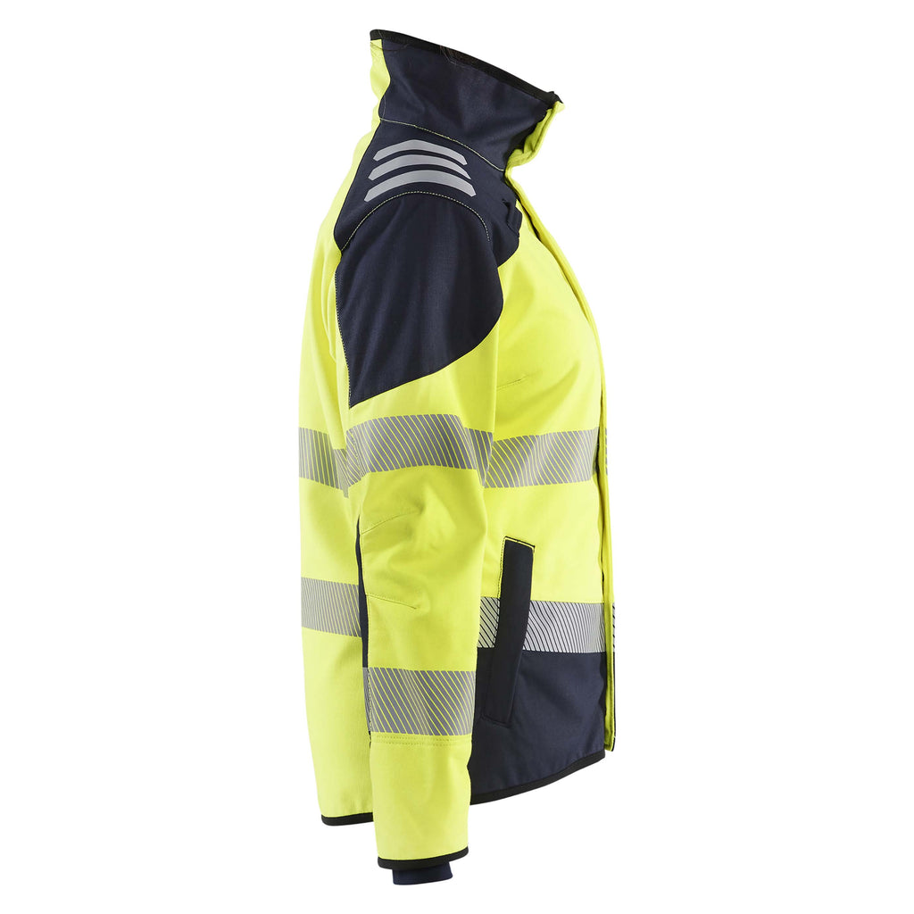 Blaklader 4448 Womens Multinorm Softshell Jacket Hi Vis Yellow Navy Blue Right