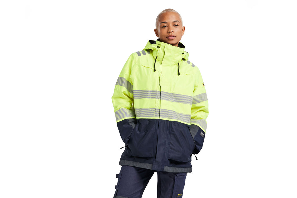 Blaklader 4449 Hi-Vis Yellow/Navy Blue Arc Flash & Fire Retardant Women’S Multinorm Shell Jacket