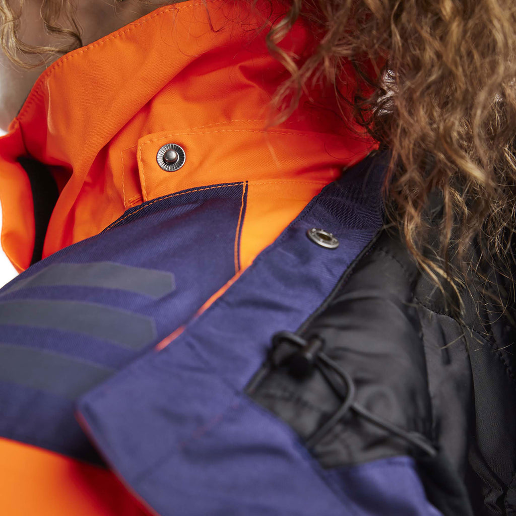 Blaklader 4456 Womens Hi Vis Winter Jacket Hi Vis Orange Navy Blue Feature 3