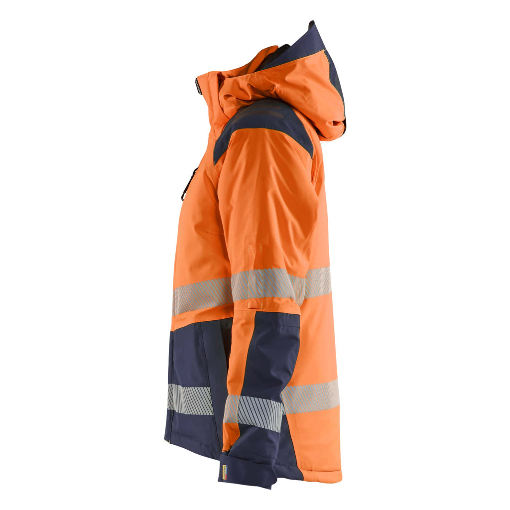 Blaklader 4456 Womens Hi Vis Winter Jacket Hi Vis Orange Navy Blue Left