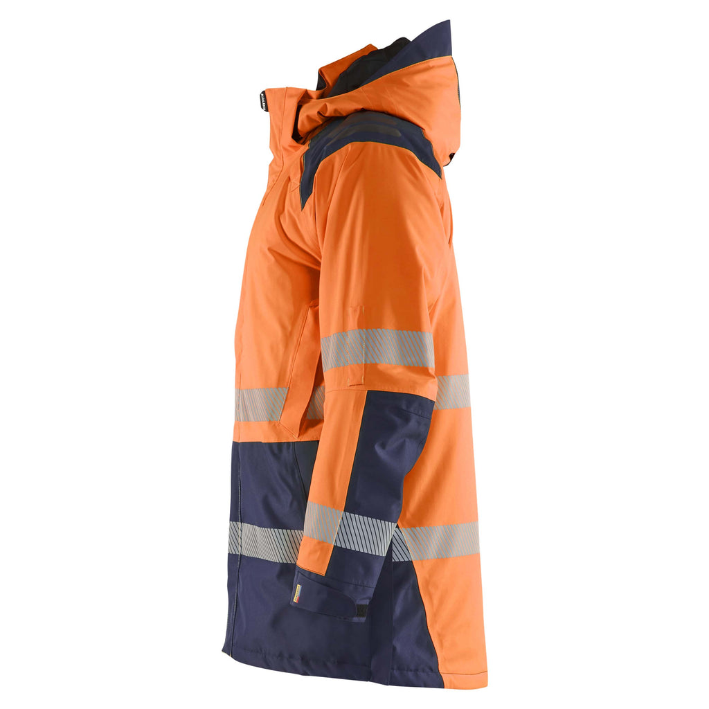 Blaklader 4457 Hi Vis Winter Parka Hi Vis Orange Navy Blue Left