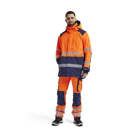 Blaklader 4457 Hi Vis Winter Parka Hi Vis Orange Navy Blue Model