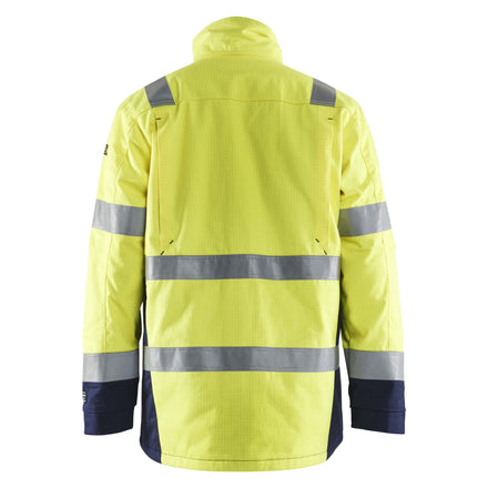 Blaklader 4467 Flame Resistant Winter Parka Hi Vis Yellow Navy Blue Back