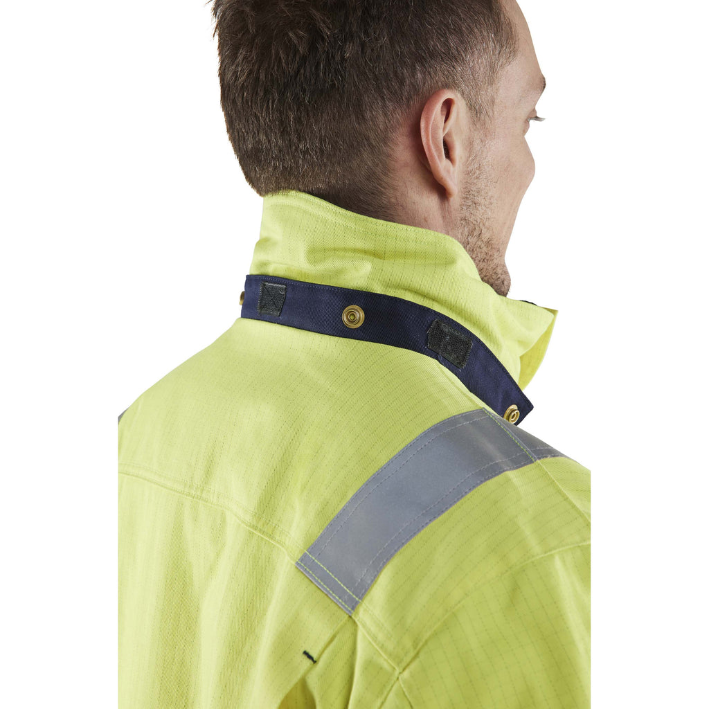 Blaklader 4467 Flame Resistant Winter Parka Hi Vis Yellow Navy Blue Feature