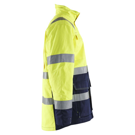 Blaklader 4467 Flame Resistant Winter Parka Hi Vis Yellow Navy Blue Right