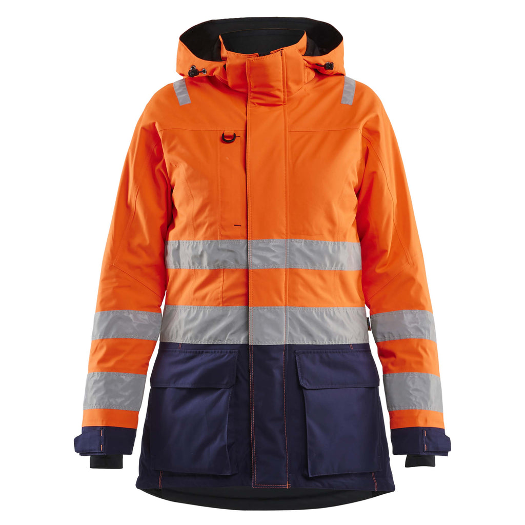 Blaklader 4472 Womens Hi Vis Winter Parka Hi Vis Orange Navy Blue Main