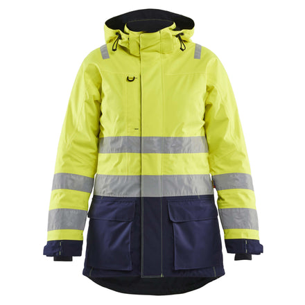 Blaklader 4472 Womens Hi Vis Winter Parka Hi Vis Yellow Navy Blue Main