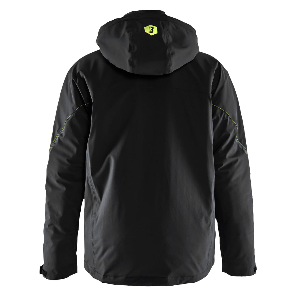 Blaklader 4484 Lightweight Lined Winter Jacket Stretch Black Hi Vis Yellow Back